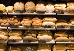 Many different types of bread on display